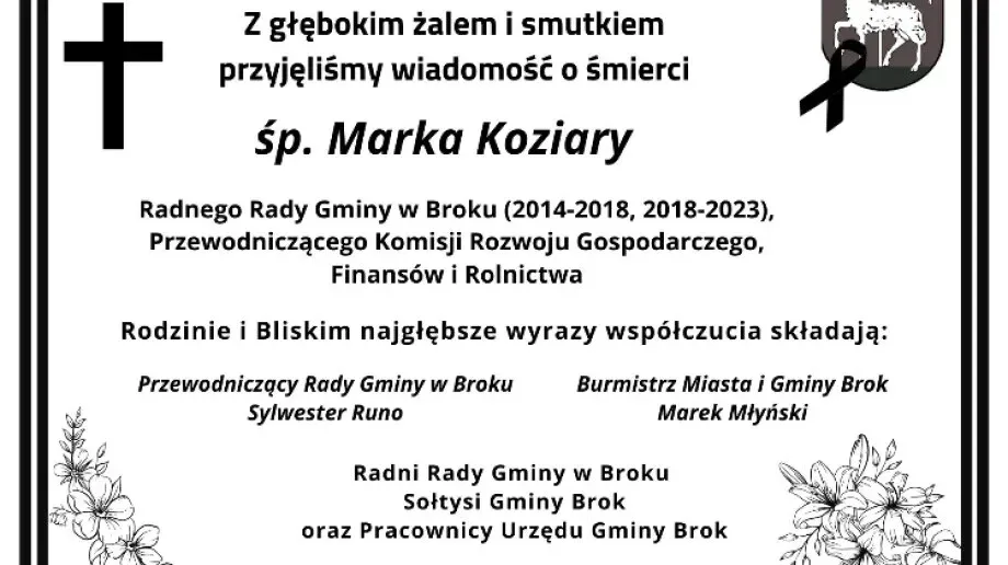 Zmarł Marek Koziara - radny Rady Gminy Brok