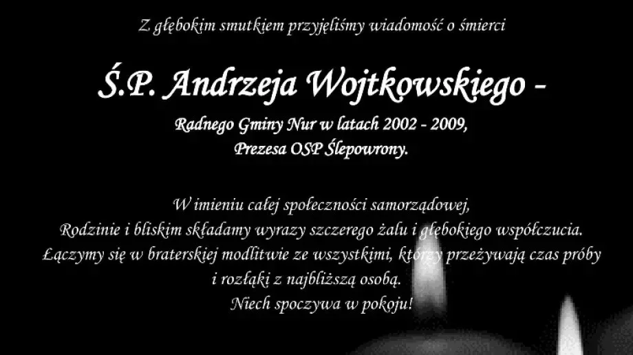 Zmarł Andrzej Wojtkowski, prezes OSP Ślepowrony
