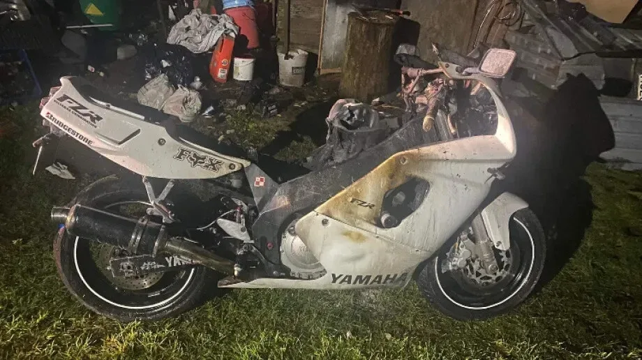 Pożar motocykla w Broku 