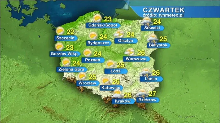 Czwartek z przelotnym deszczem i burzami. Najcieplej będzie na Podkarpaciu