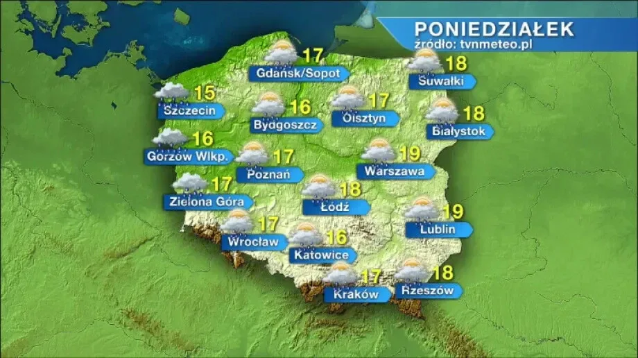 Poniedziałek chłodny i w wielu miejscach deszczowy