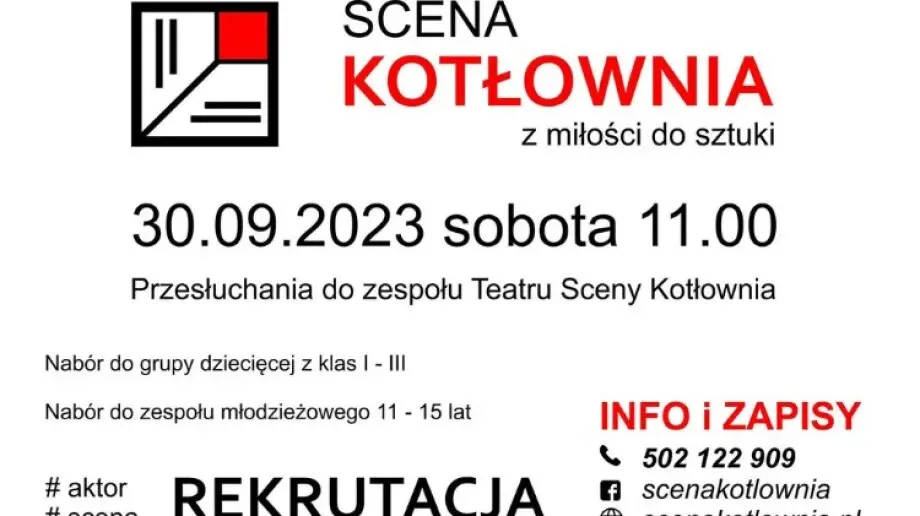 Przesłuchania kandydatów do zespołu Teatru Scena Kotłownia
