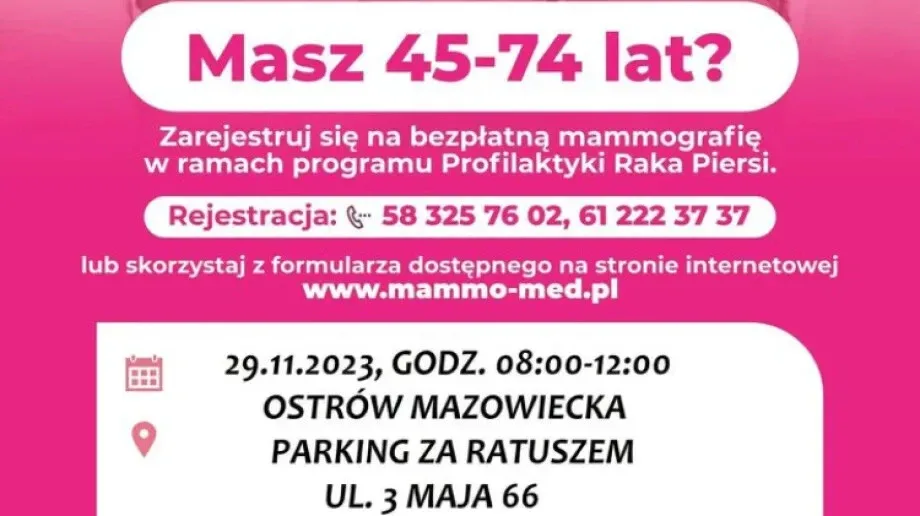 Narodowy Fundusz Zdrowia zaprasza na bezpłatne badania mammograficzne