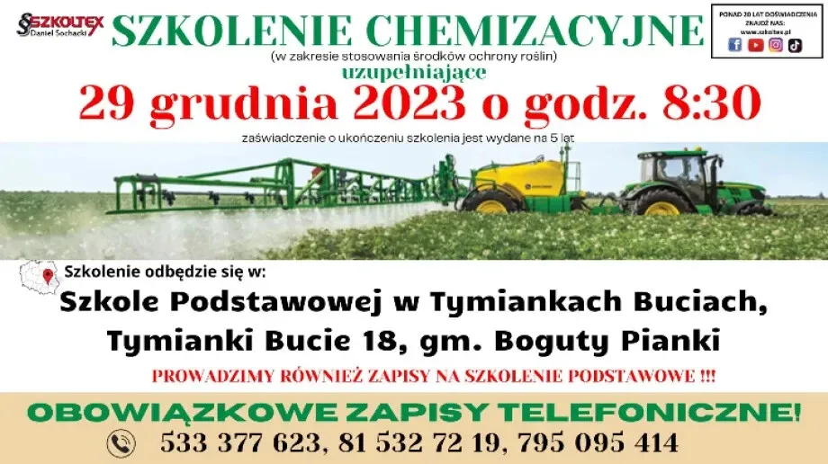 W gminie Boguty-Pianki odbędzie się szkolenie chemizacyjne