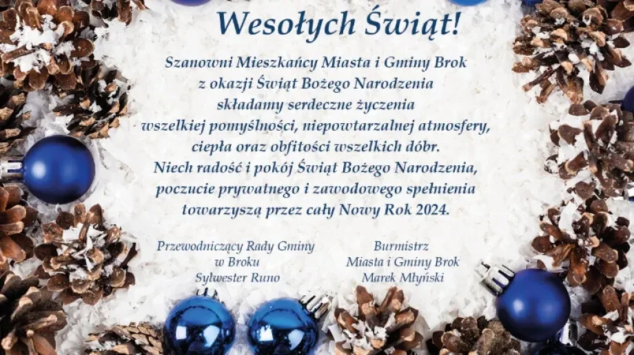 Życzenia świąteczne władz samorządowych gminy Brok