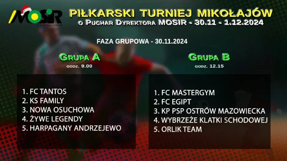 Turniej Mikołajów. Znamy podział grup