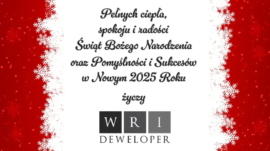 Życzenia świąteczne firmy WRI Deweloper