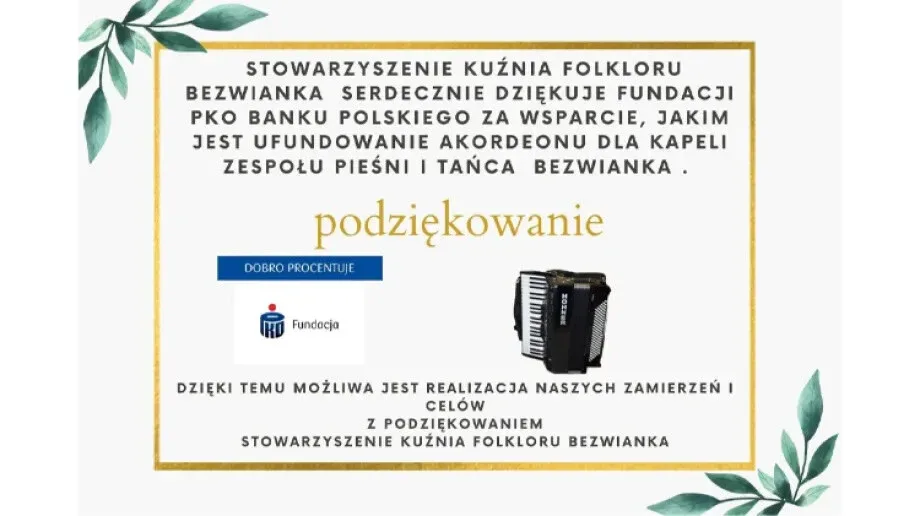 Podziękowanie dla fundacji PKO BP