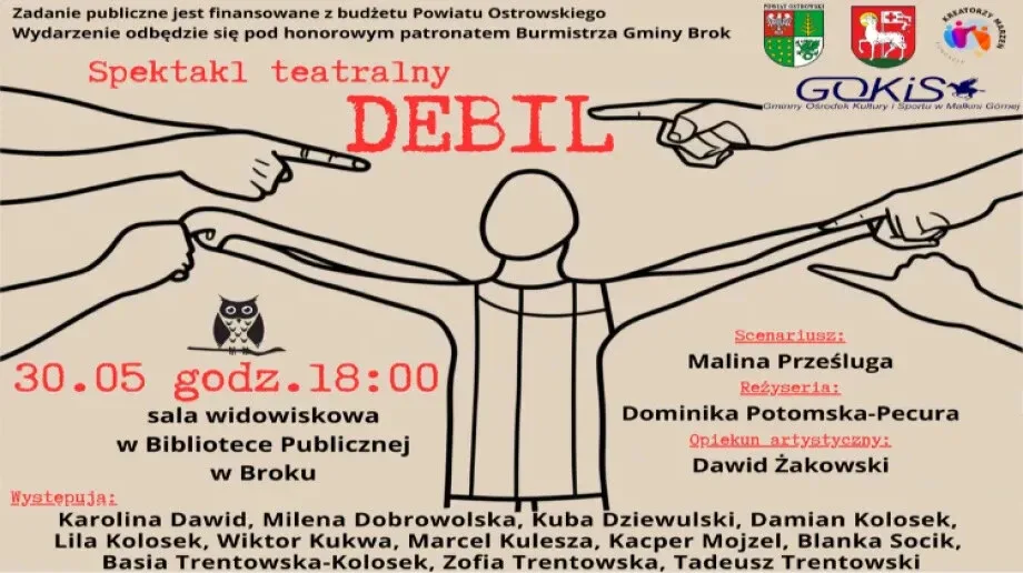 Nagrodzony spektakl 'Debil' już w piątek na scenie w Broku