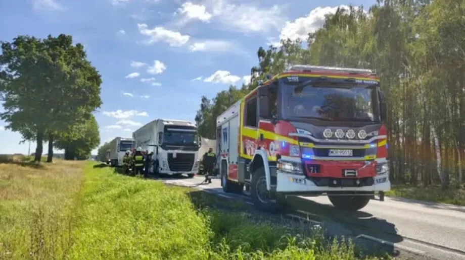 Pożar ciężarówki w Rząśniku Szlacheckim