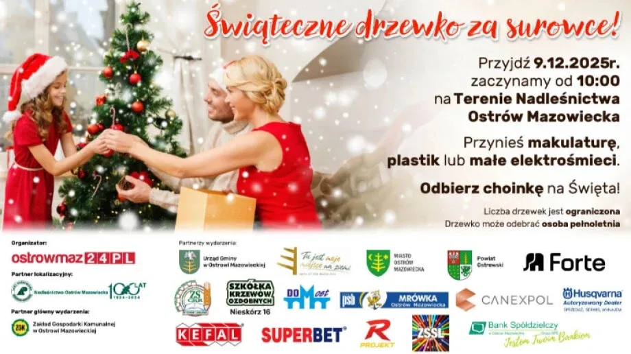 Już jutro świąteczne drzewko za surowce - zapraszamy na wielką akcję ekologiczną!