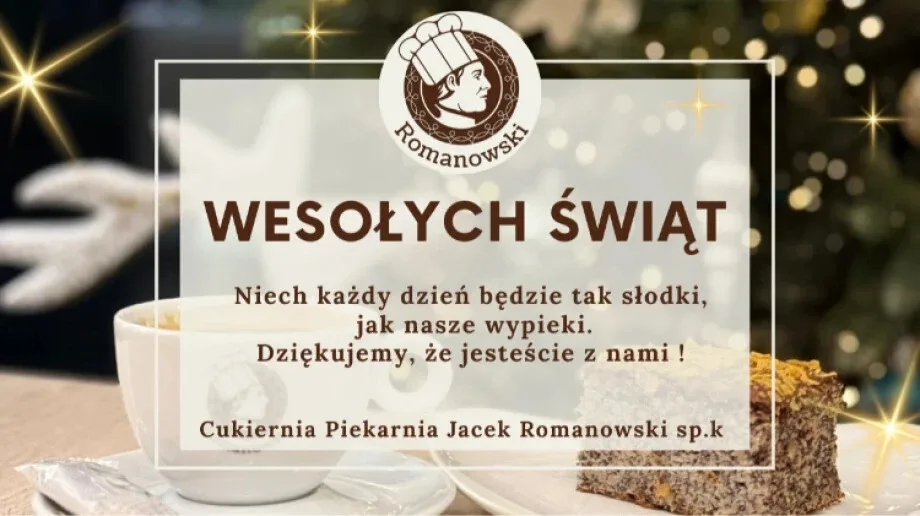 Życzenia bożonarodzeniowe od Cukierni Piekarni Jacek Romanowski