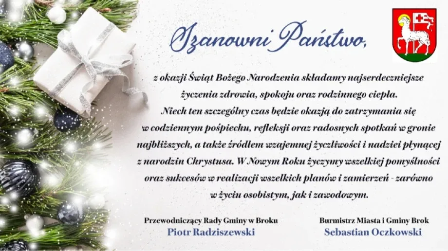 Życzenia władz samorządowych Miasta i Gminy Brok
