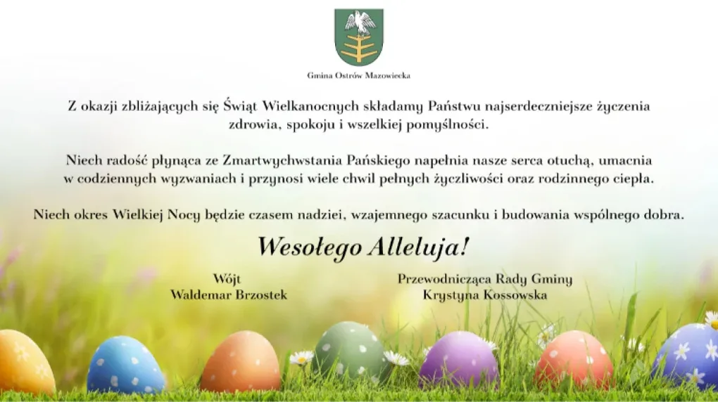Życzenia wielkanocne władz samorządowych Gminy Ostrów Mazowiecka