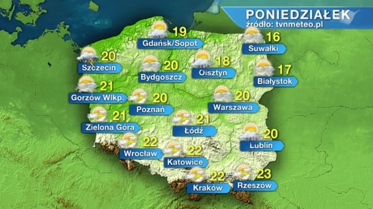 Poniedziałek na ogół pogodny, lecz bez wysokich temperatur. Podobnie w kolejnych dniach (wideo)
