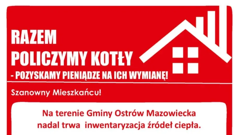 Trwa inwentaryzacja źródeł ciepła w gminie Ostrów Mazowiecka, wypełnij ankietę