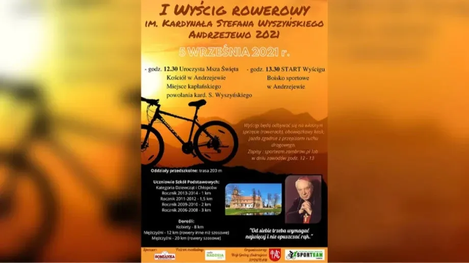 Niebawem wyścig rowerowy im. Kardynała Stefana Wyszyńskiego w Andrzejewie