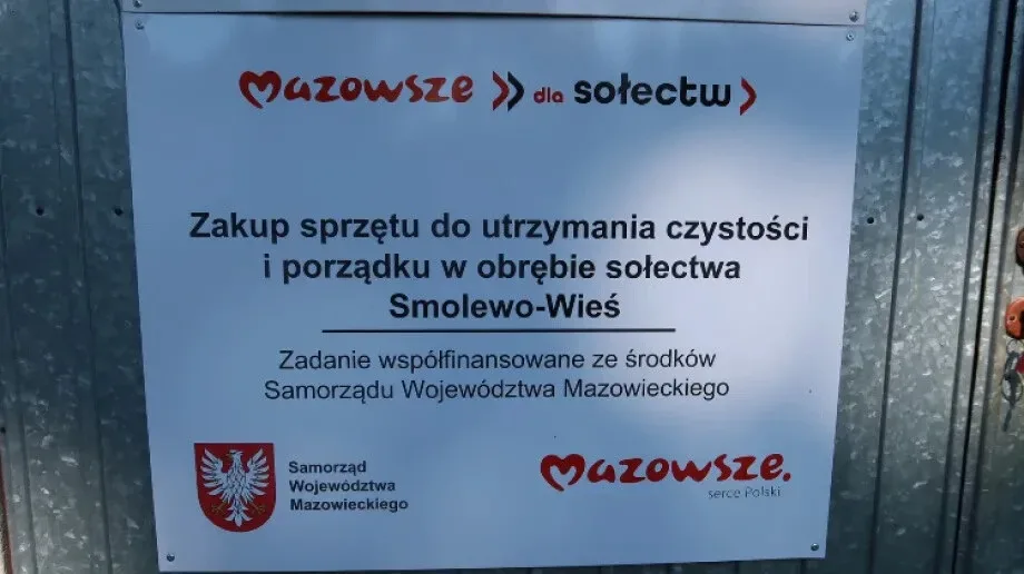 Smolewo - Wieś otrzymało dofinansowanie na sprzęty do utrzymania czystości i porządku