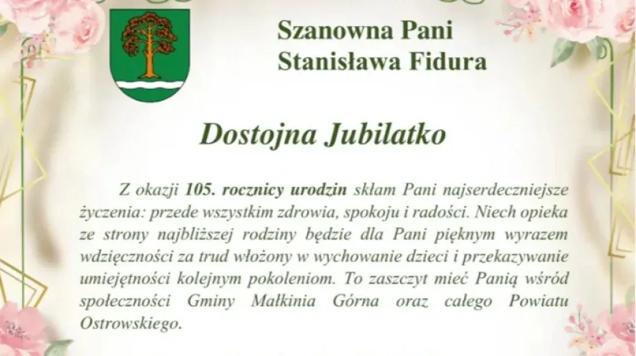 Najstarsza mieszkanka powiatu ostrowskiego skończyła 105 lat
