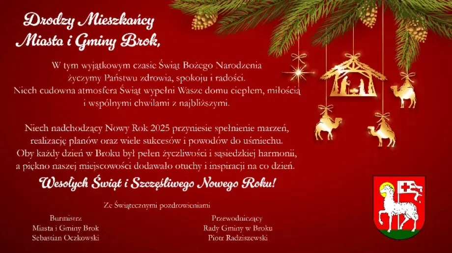 Życzenia świąteczne władz samorządowych Miasta i Gminy Brok