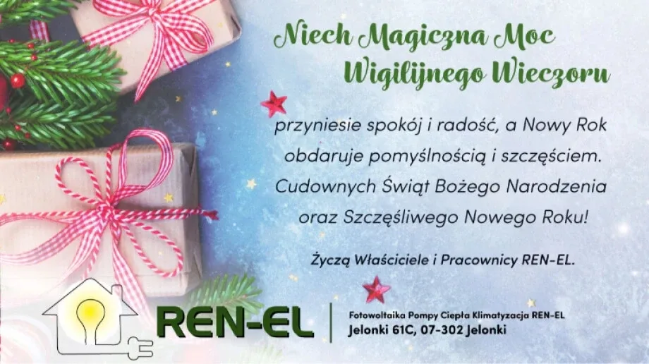Życzenia świąteczne i noworoczne od firmy REN-EL