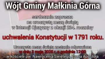 Małkinia Górna uczci 234. rocznicę uchwalenia Konstytucji 3 Maja