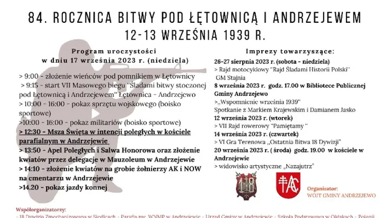 84. rocznica Bitwy pod Łętownicą i Andrzejewem