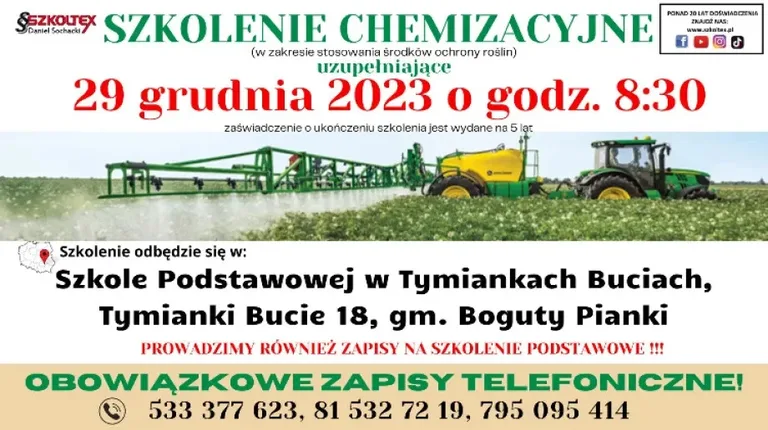 W gminie Boguty-Pianki odbędzie się szkolenie chemizacyjne