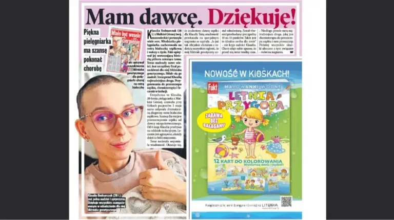Szczęśliwy przełom w walce Klaudii z białaczką. Fakt: 'Mam dawcę. Dziękuję!'