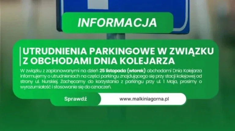 Utrudnienia na parkingu przy stacji w Małkini Górnej
