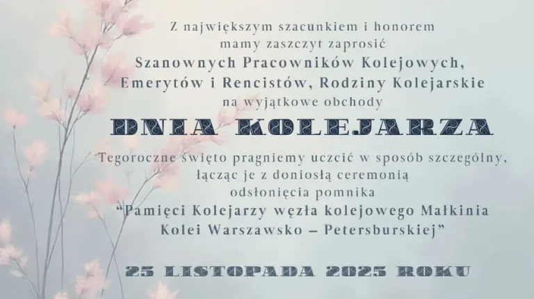 Małkinia Górna świętuje Dzień Kolejarza! Odkrycie pomnika, msza z orkiestrą i wykład o historii kolei