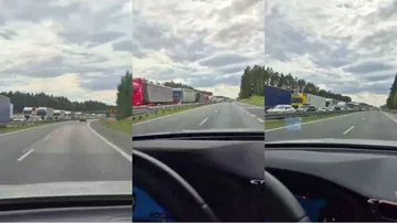 Ogromny korek na obwodnicy Ostrowi Mazowieckiej (wideo)