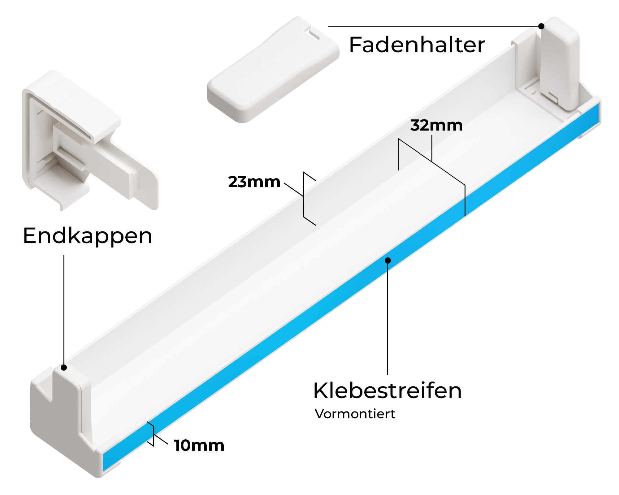 Führungsschienen zum Ankleben