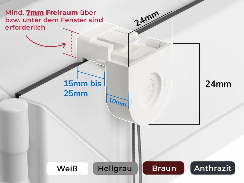 Mit flachen Kunststoff-Klemmhaltern