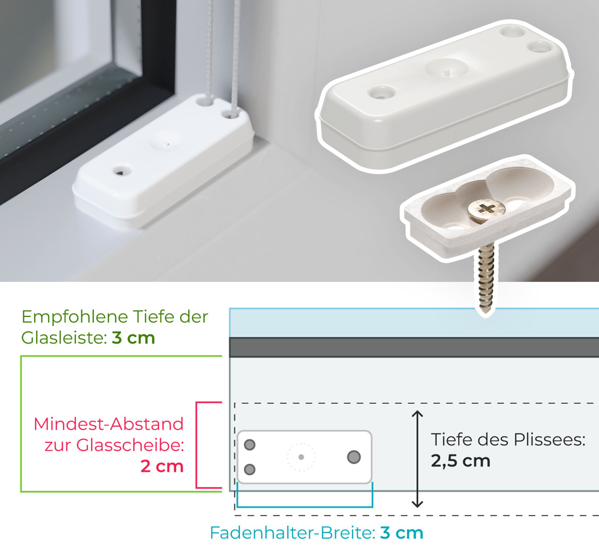 Zum Anschrauben in der Glasleiste