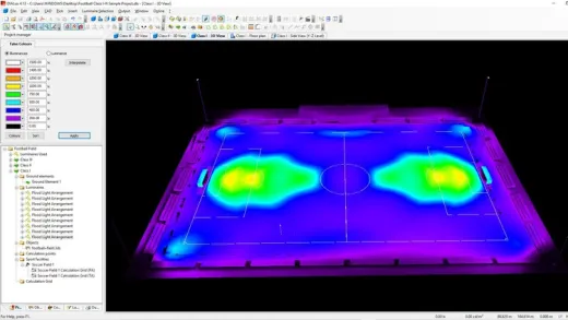 Football Lighting Design w/ Camera using Dialux
