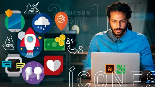 ÍCONES - FLAT ICON e UX ICON p DESIGN - 2 cursos em 1- icone