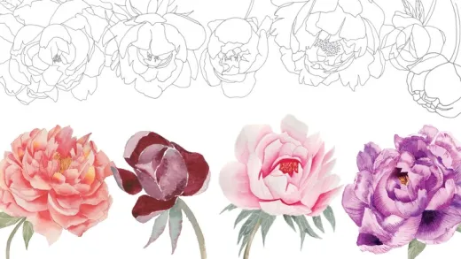 Watercolor Botanical Painting: Peony