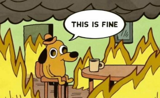 Klassieke meme 'this is fine'