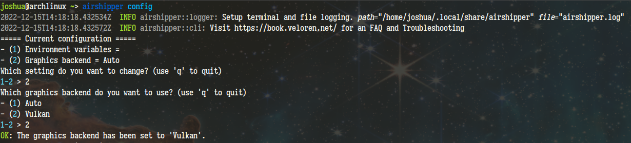 Changing the graphics backend in compatibility mode
