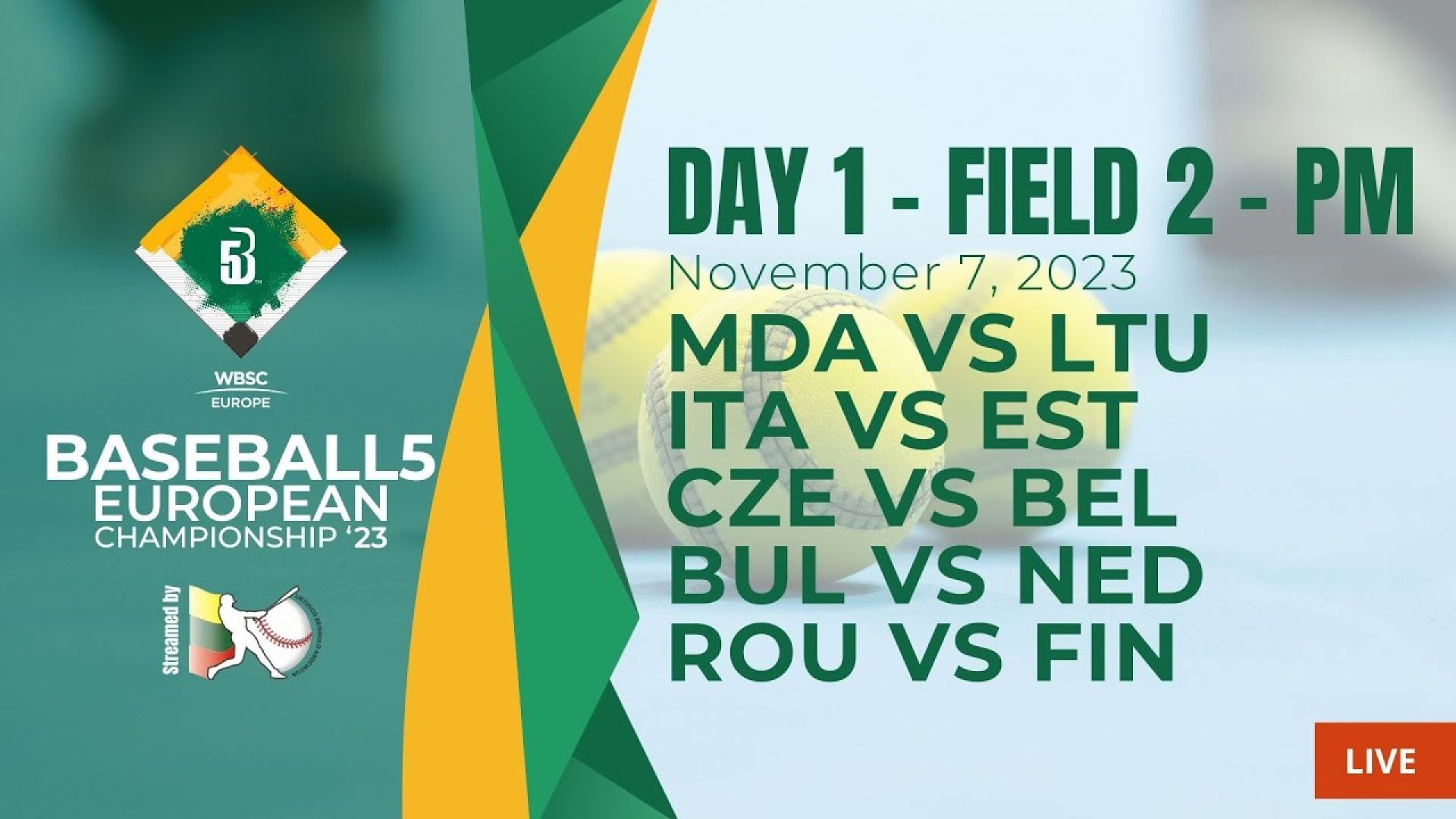 Field 2 - Day 1: Baseball5 European Championship 2023