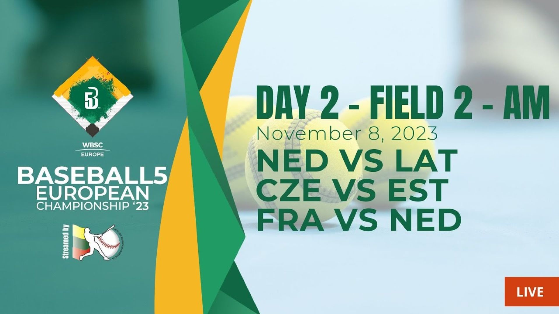 Baseball5 European Championship 2023: Field 2 - Day 2 - Morning Games