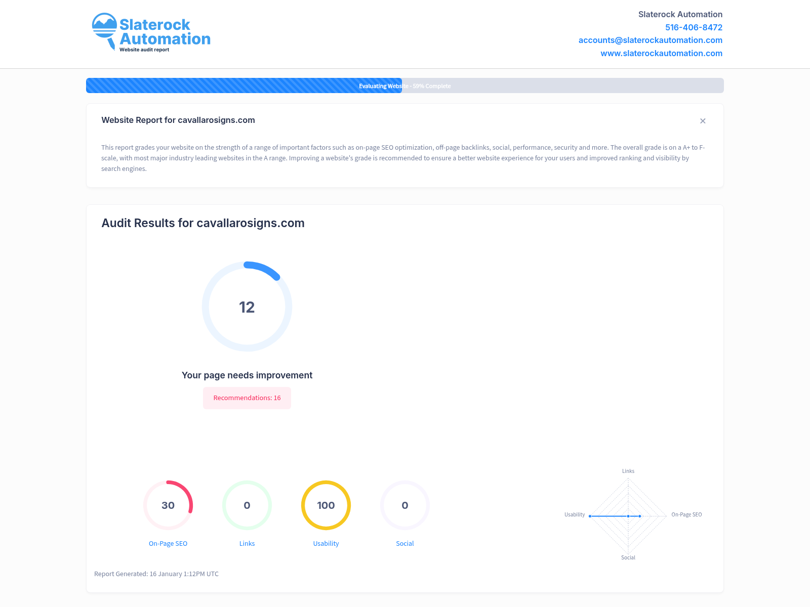 Screenshot of Cavallaro Signs website showcasing custom signage services and client testimonials.