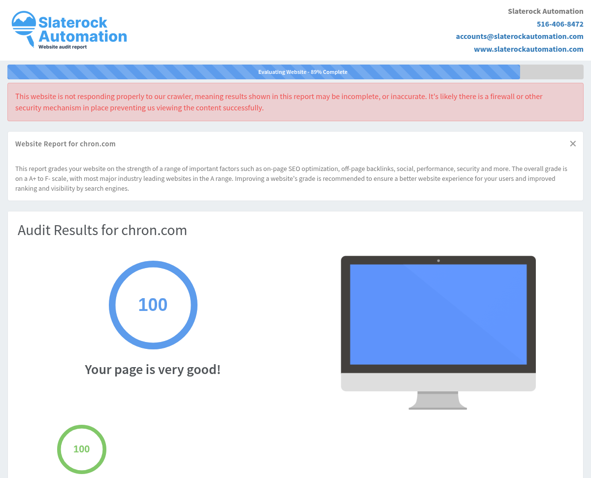 Screenshot of Chron's website audit showcasing its comprehensive news coverage and user-friendly design.