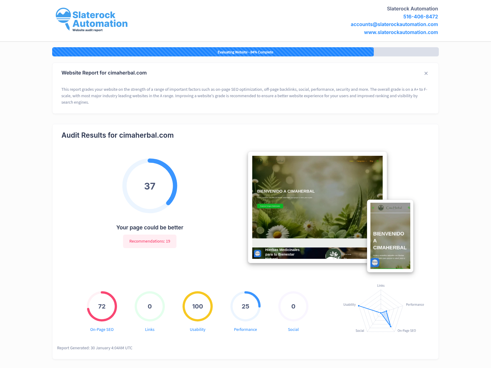 A screenshot of Cima Herbal's website showcasing their herbal remedies and guides.