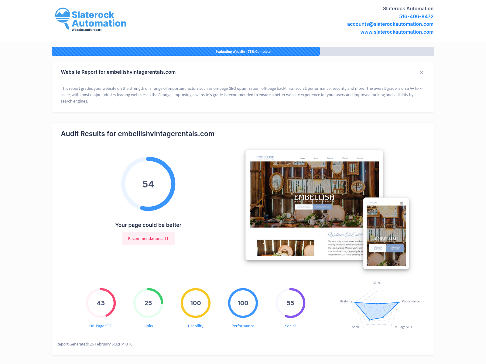Screenshot showcasing the online catalog of Embellish Vintage Rentals, highlighting their unique vintage decor options.