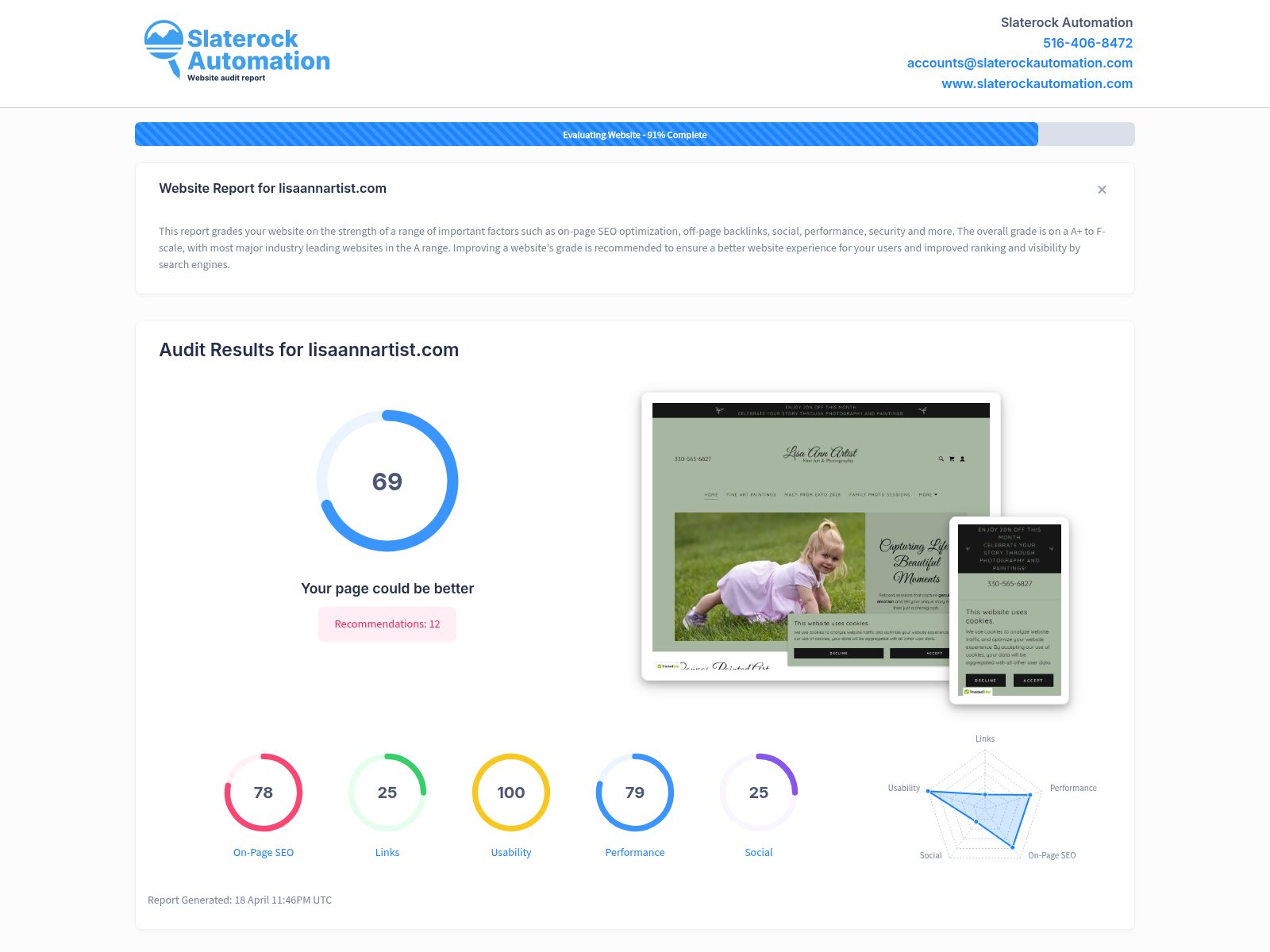 Screenshot of Lisa Ann Artist's website showing her pet portraits and services.