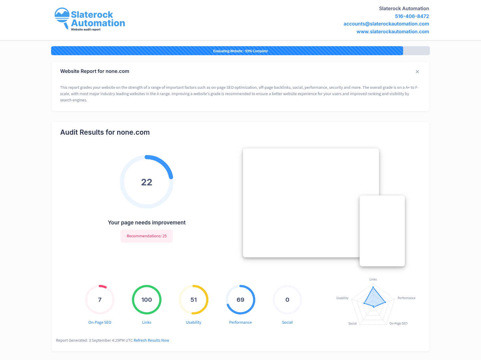 Screenshot of a website audit for None in New York County, showcasing performance metrics and optimization opportunities.