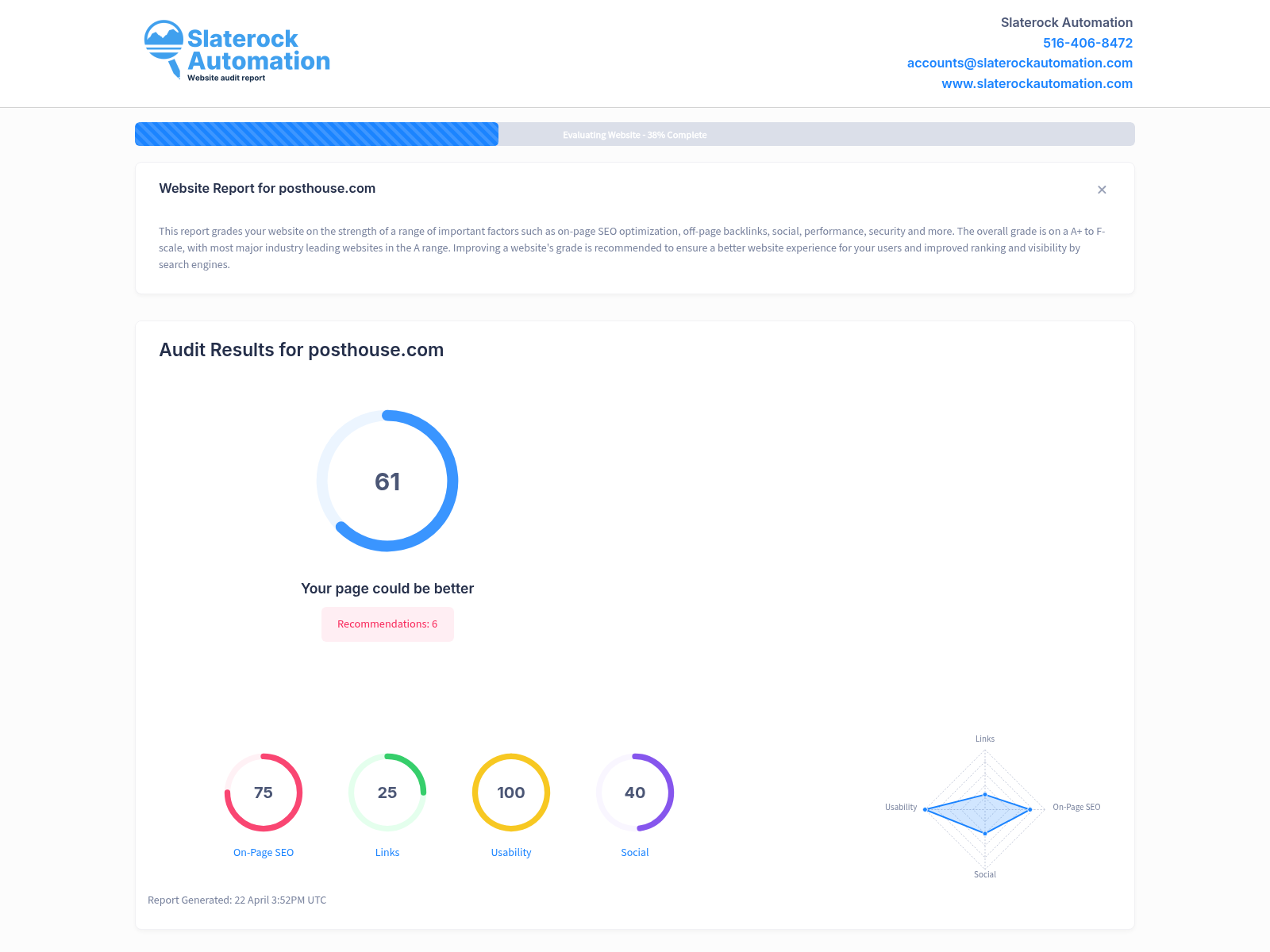 Website audit for CinePost showcasing film scanning and restoration services.
