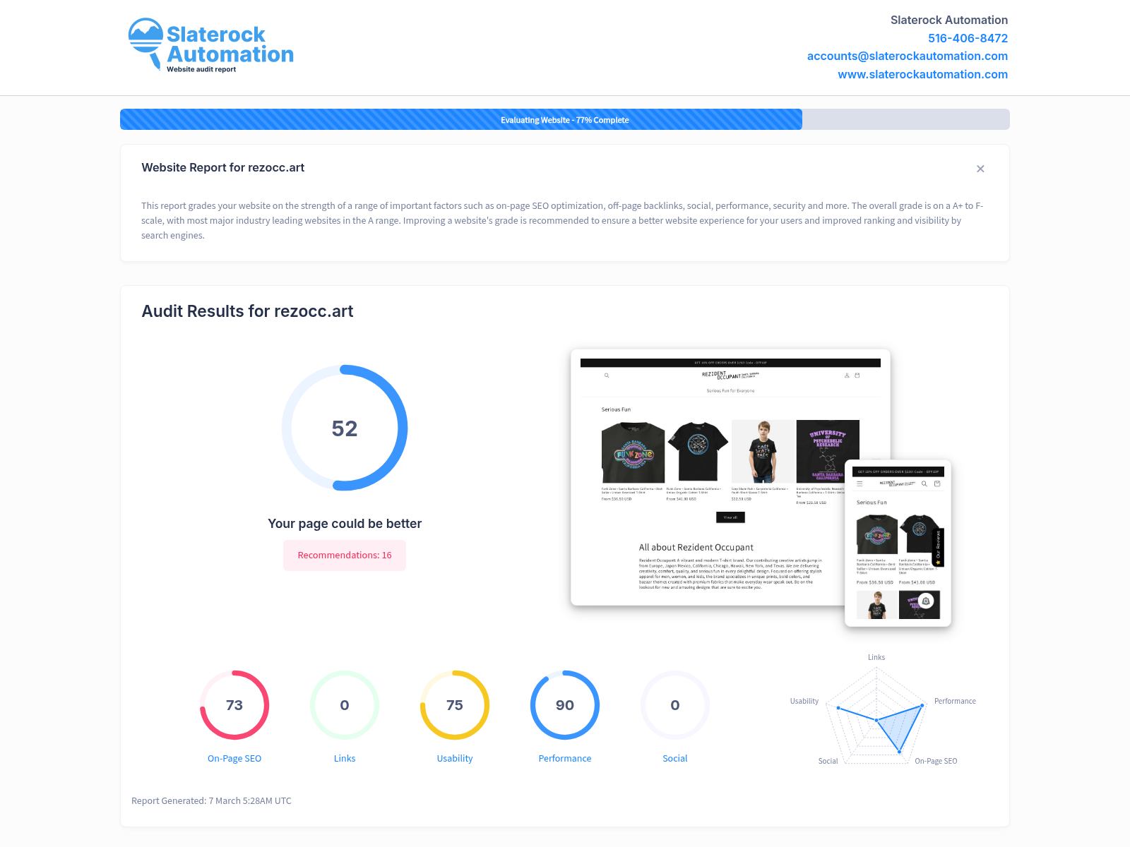 Screenshot of Rezocc Art's website showcasing vibrant designs and user-friendly interface.